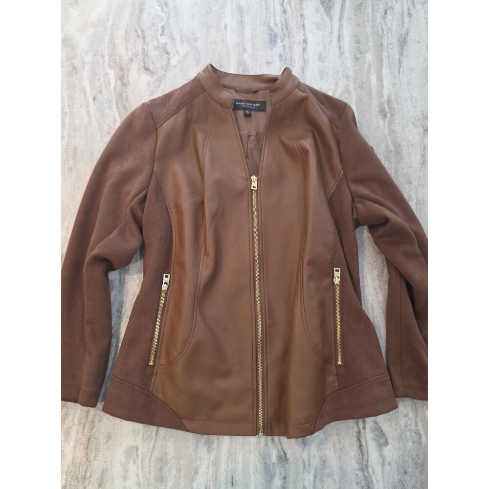 Marc New York Andrew Marc Faux Leather Suede Moto Jacket – Size XL Pristine
